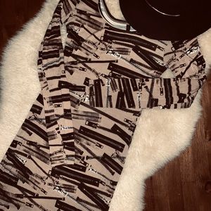 Zipper print long-sleeve dress
